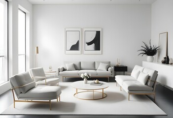 Obraz premium white and gold theme modern interior