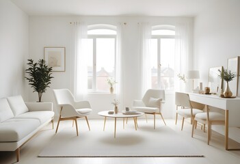 white and gold theme modern interior