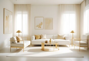 white and gold theme modern interior