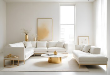 white and gold theme modern interior