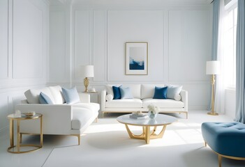 white and gold theme modern interior