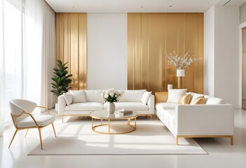 white and gold theme modern interior