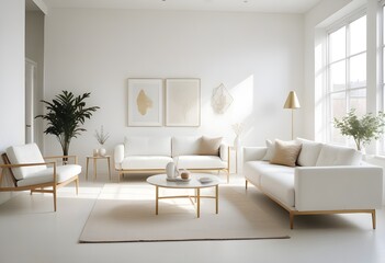 Fototapeta premium white and gold theme modern interior