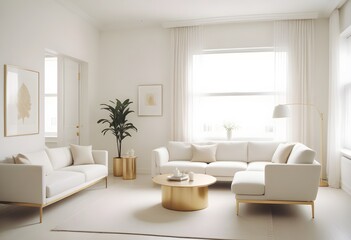 white and gold theme modern interior