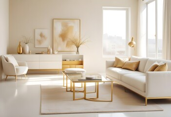 white and gold theme modern interior