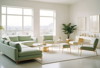 Fototapeta premium white and gold theme modern interior