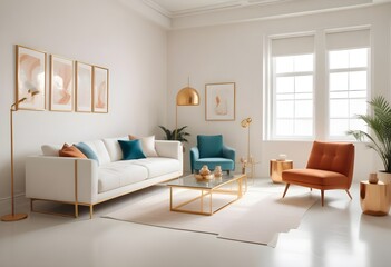 white and gold theme modern interior