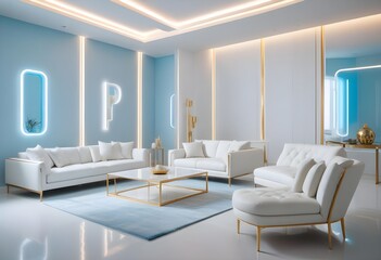 white and gold theme modern interior