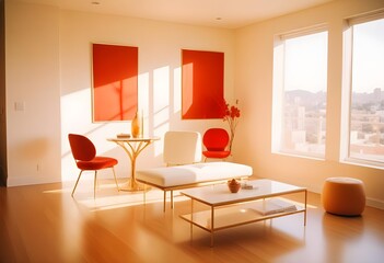 Fototapeta premium white and gold theme modern interior