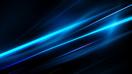 Abstract blue glowing lines on a black background, depicting a futuristic technology and digital data concept design element for a banner or poster as a vector illustration