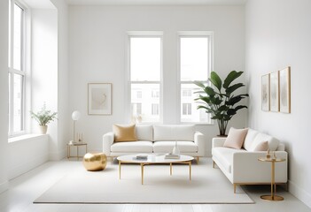 white and gold theme modern interior