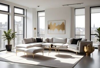 white and gold theme modern interior