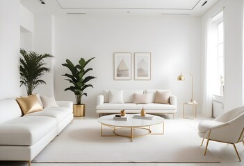 Fototapeta premium white and gold theme modern interior