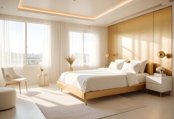 white and gold theme modern interior