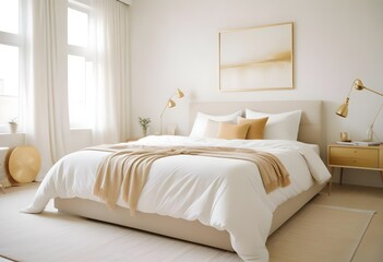 white and gold theme modern interior