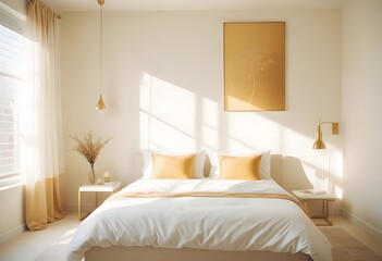 white and gold theme modern interior