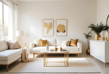 white and gold theme modern interior