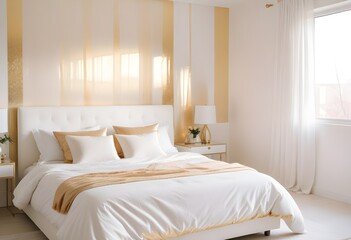 white and gold theme modern interior