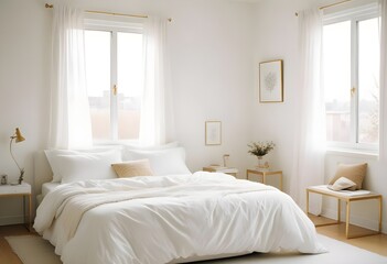 white and gold theme modern interior