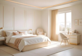 white and gold theme modern interior