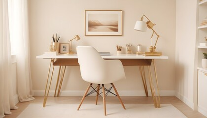 white and gold theme modern interior