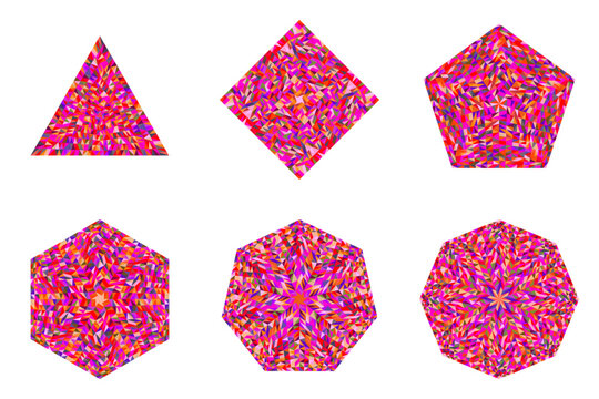Abstract mosaic polygon symbol template collection - geometrical ornamental vector elements on  background