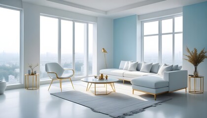white and gold theme modern interior