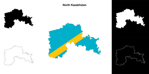 North Kazakhstan region outline map set