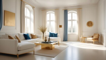 white and gold theme modern interior