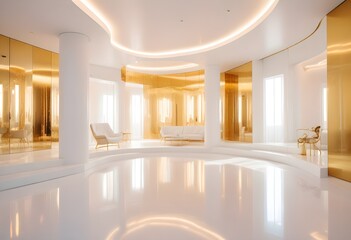 white and gold theme modern interior