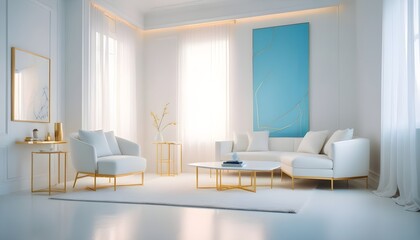 Fototapeta premium white and gold theme modern interior