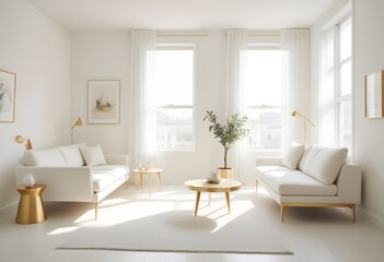 Fototapeta premium white and gold theme modern interior