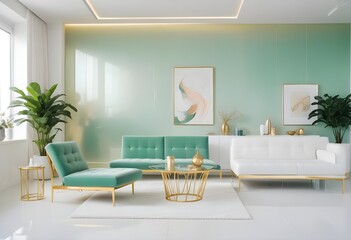 white and gold theme modern interior