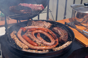 Barbecue meat during a family celebration