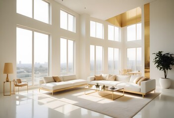 Fototapeta premium white and gold theme modern interior