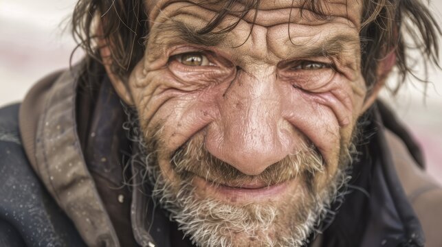 portrait of a homeless man
