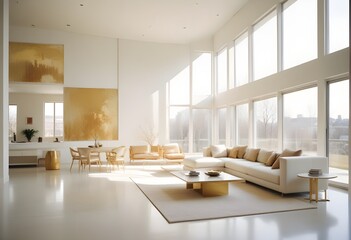 Fototapeta premium white and gold theme modern interior