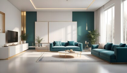 Fototapeta premium white and gold theme modern interior