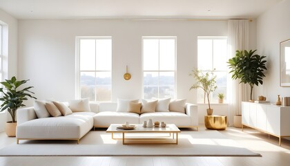 white and gold theme modern interior
