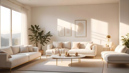 Fototapeta premium white and gold theme modern interior