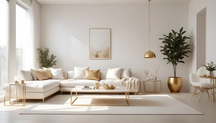 Fototapeta premium white and gold theme modern interior