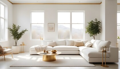 Fototapeta premium white and gold theme modern interior