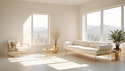 white and gold theme modern interior