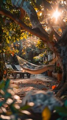 A cozy hammock under a shady tree