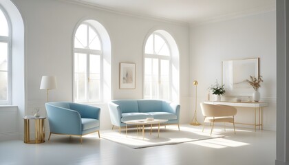 white and gold theme modern interior