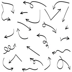 Black hand drawn arrow set