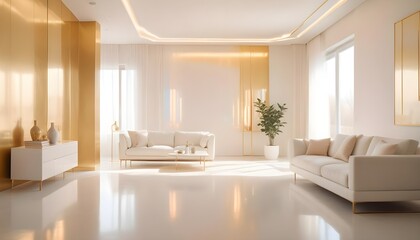 white and gold theme modern interior