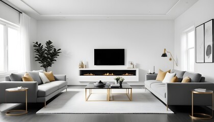 white and gold theme modern interior