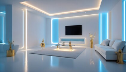 white and gold theme modern interior