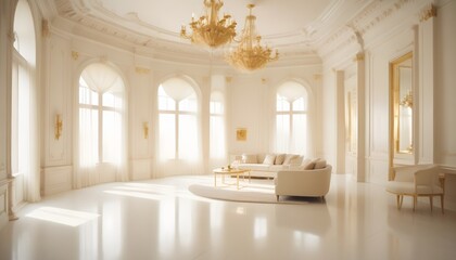 white and gold theme modern interior